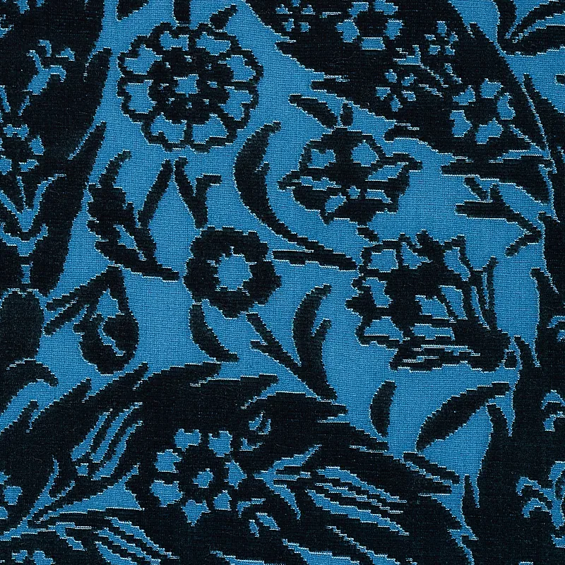 SAZ PAISLEY SILK VELVET Fabric – BLUE | Schumacher | Wallpap SAZ PAISLEY SILK VELVET fabric BLUE color by Schumacher