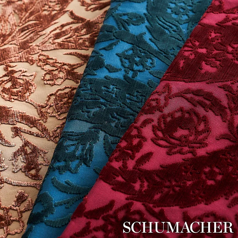 SAZ PAISLEY SILK VELVET Fabric – BLUE | Schumacher | Wallpap SAZ PAISLEY SILK VELVET fabric BLUE color by Schumacher