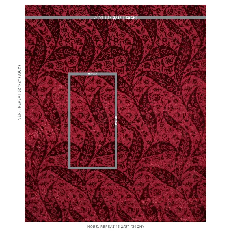 SAZ PAISLEY SILK VELVET Fabric – BURGUNDY | Schumacher | Wal SAZ PAISLEY SILK VELVET fabric BURGUNDY color by Schumacher