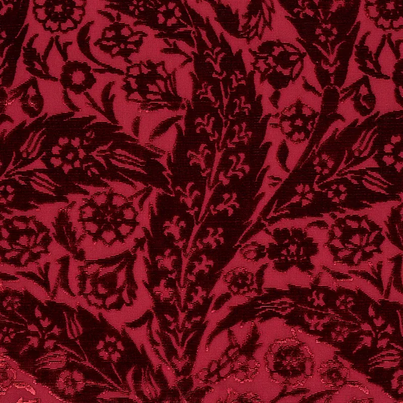 SAZ PAISLEY SILK VELVET Fabric – BURGUNDY | Schumacher | Wal SAZ PAISLEY SILK VELVET fabric BURGUNDY color by Schumacher
