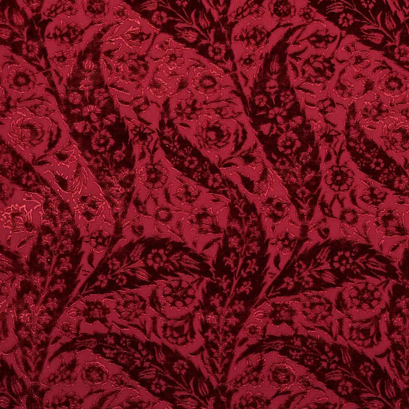 SAZ PAISLEY SILK VELVET fabric BURGUNDY color by Schumacher