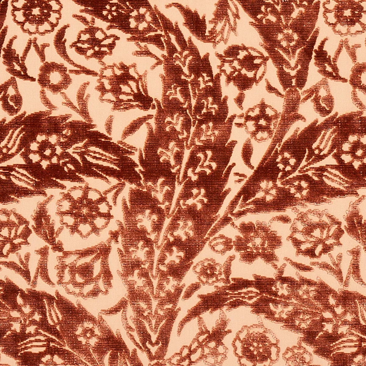 SAZ PAISLEY SILK VELVET Fabric – TERRACOTTA | Schumacher | W SAZ PAISLEY SILK VELVET fabric TERRACOTTA color by Schumacher