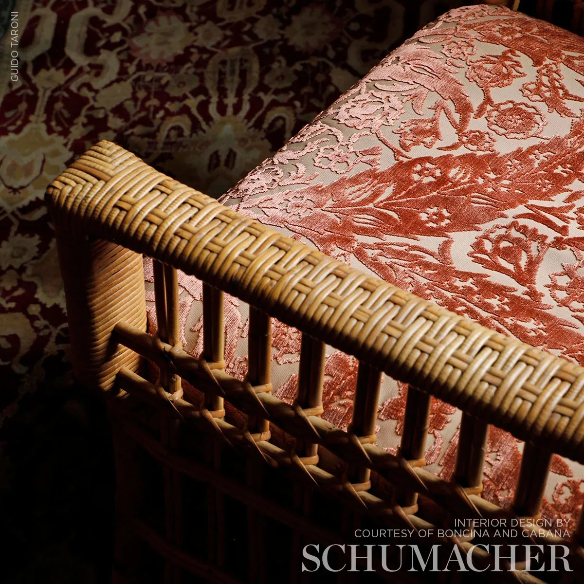 SAZ PAISLEY SILK VELVET Fabric – TERRACOTTA | Schumacher | W SAZ PAISLEY SILK VELVET fabric TERRACOTTA color by Schumacher