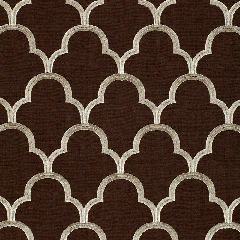 Scallop Embroidery fabric ESPRESSO color by Schumacher