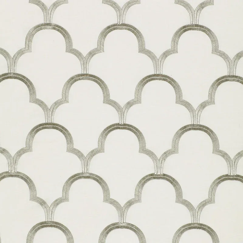 Scallop Embroidery fabric PLATINUM color by Schumacher