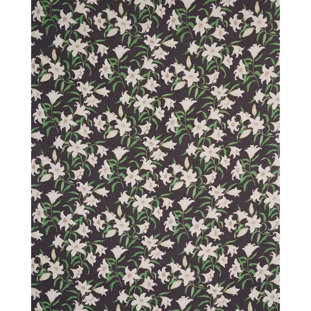 SCATTERED LILIES Fabric – CHARCOAL | Schumacher | Wallpaper SCATTERED LILIES fabric CHARCOAL color by Schumacher