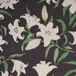SCATTERED LILIES Fabric – CHARCOAL | Schumacher | Wallpaper SCATTERED LILIES fabric CHARCOAL color by Schumacher