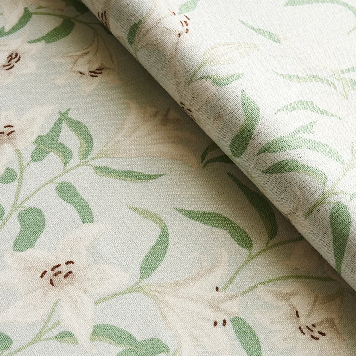 SCATTERED LILIES fabric SKY color by Schumacher