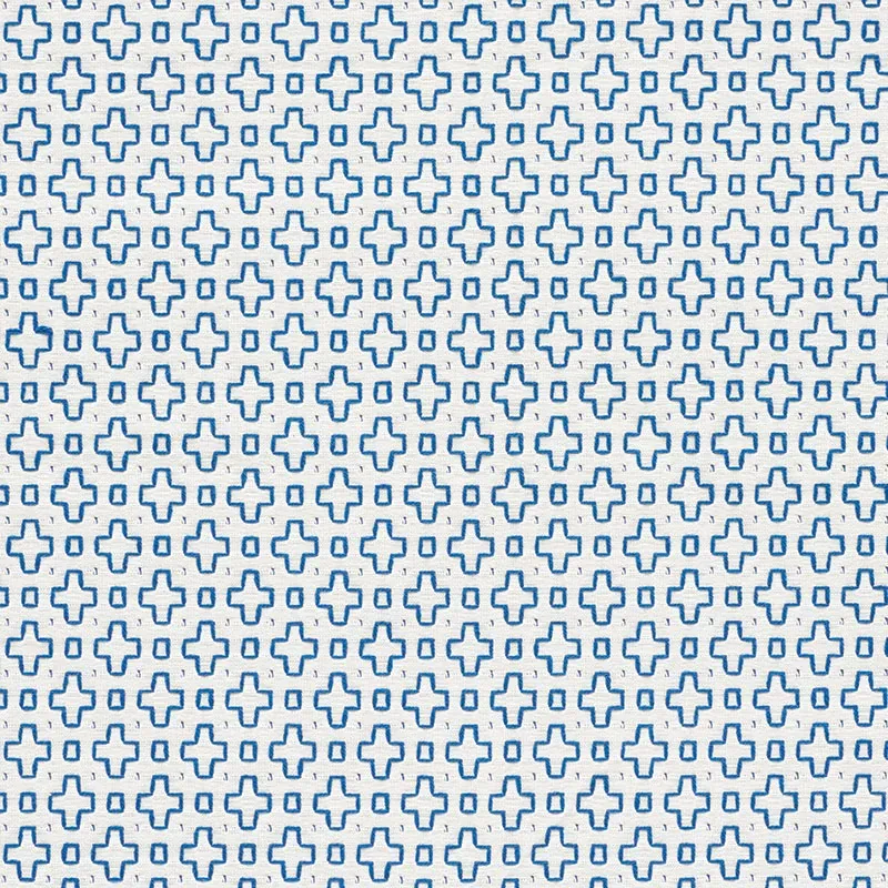 SCOUT EMBROIDERY fabric BLUE color by Schumacher
