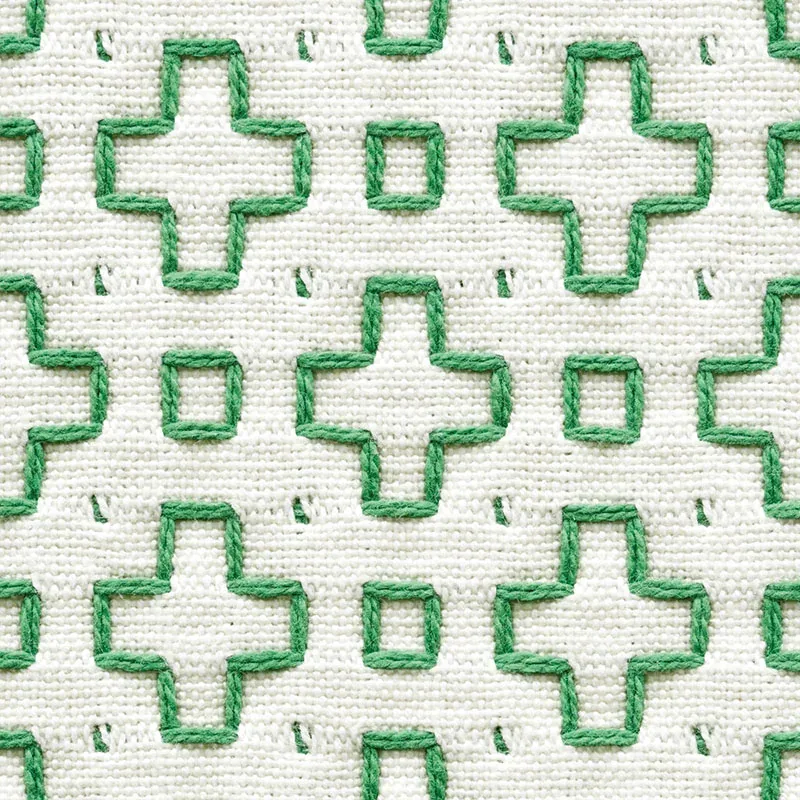 SCOUT EMBROIDERY fabric GREEN color by Schumacher