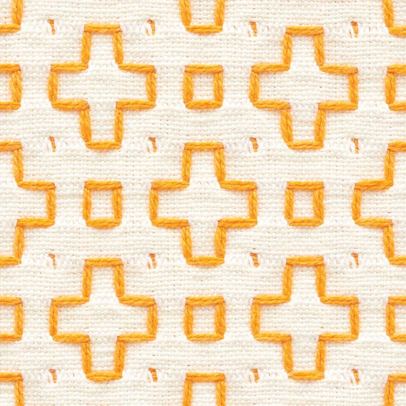 SCOUT EMBROIDERY Fabric – ORANGE | Schumacher | Wallpaper Tw SCOUT EMBROIDERY fabric ORANGE color by Schumacher
