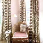 SEEMA EMBROIDERY Fabric – GOLD | Schumacher | Wallpaper Twin SEEMA EMBROIDERY fabric GOLD color by Schumacher