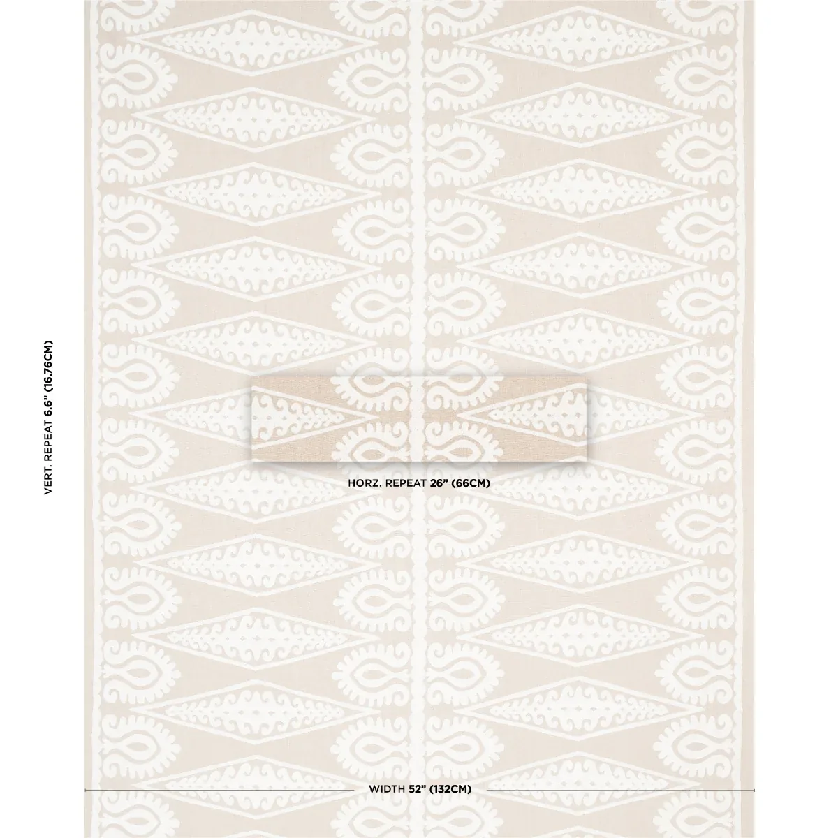 SEEMA EMBROIDERY Fabric – IVORY ON NATURAL | Schumacher | Wa SEEMA EMBROIDERY fabric IVORY ON NATURAL color by Schumacher