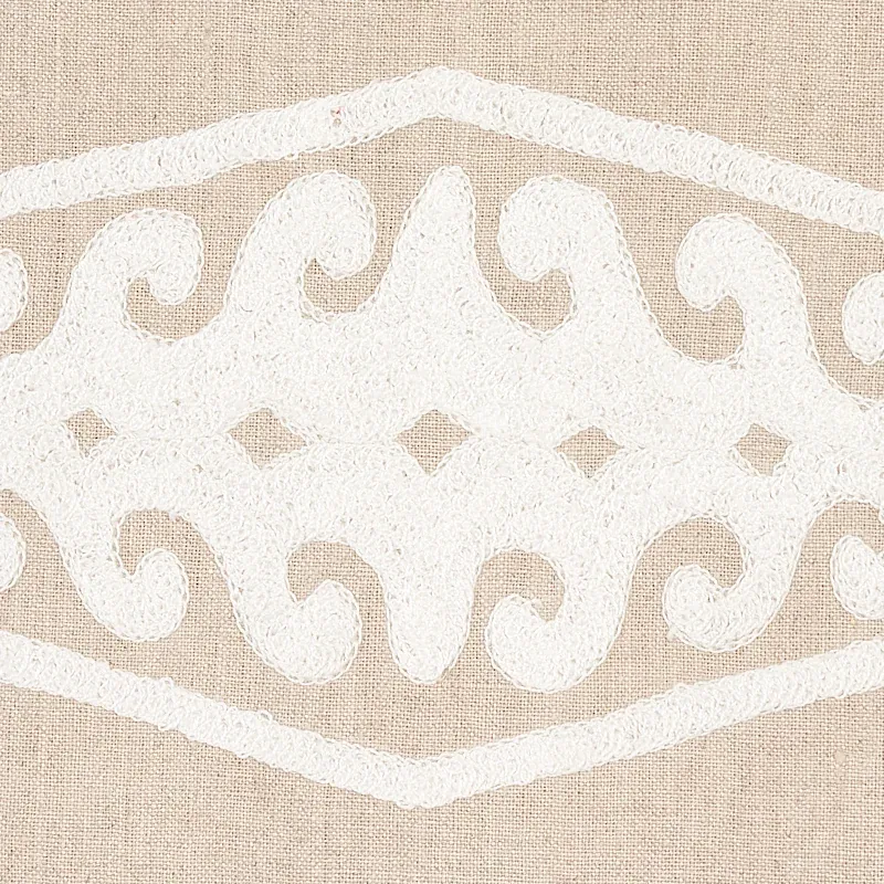 SEEMA EMBROIDERY Fabric – IVORY ON NATURAL | Schumacher | Wa SEEMA EMBROIDERY fabric IVORY ON NATURAL color by Schumacher