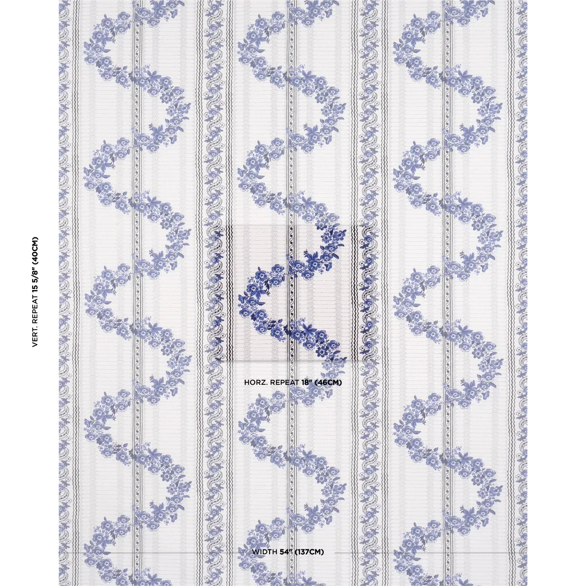 SERENA GARLAND Fabric – BLUE | Schumacher | Wallpaper Twins SERENA GARLAND fabric BLUE color by Schumacher