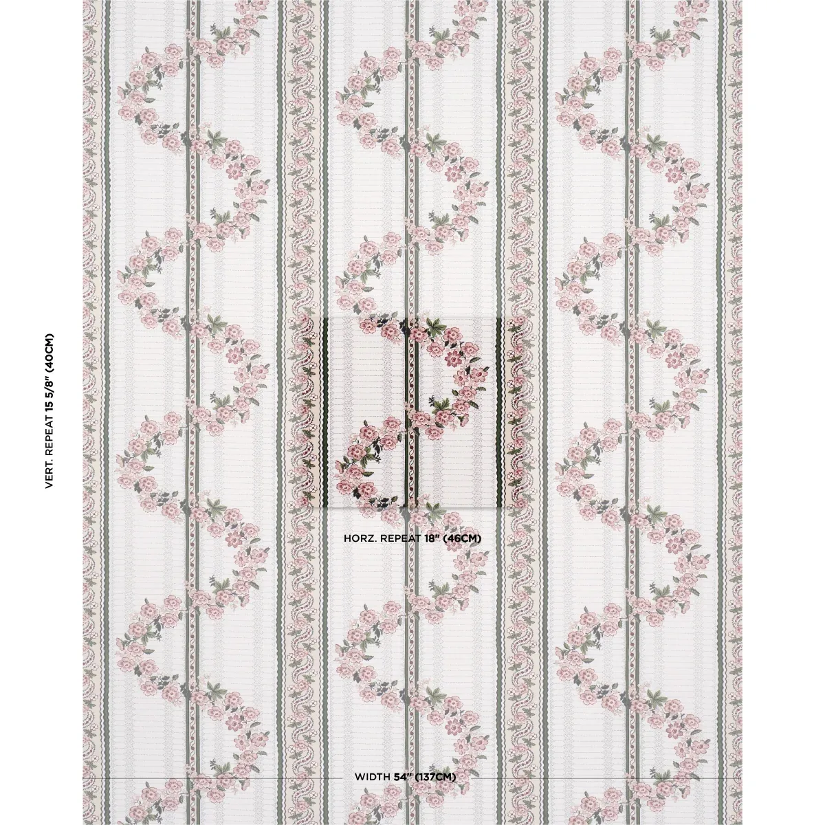 SERENA GARLAND Fabric – ROSE | Schumacher | Wallpaper Twins SERENA GARLAND fabric ROSE color by Schumacher