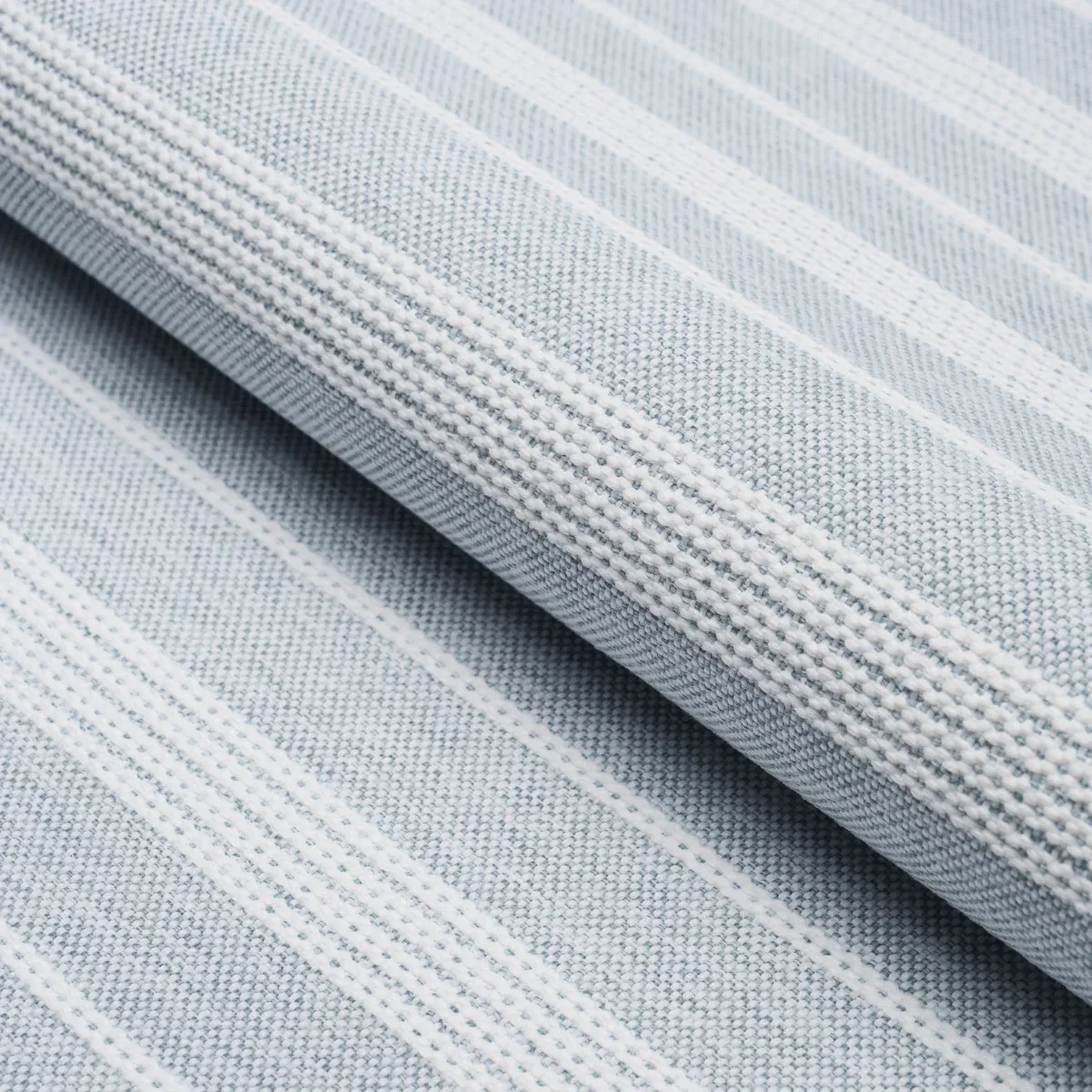 SERRA MESA INDOOR/OUTDOOR STRIPE fabric CHAMBRAY color by Schumacher