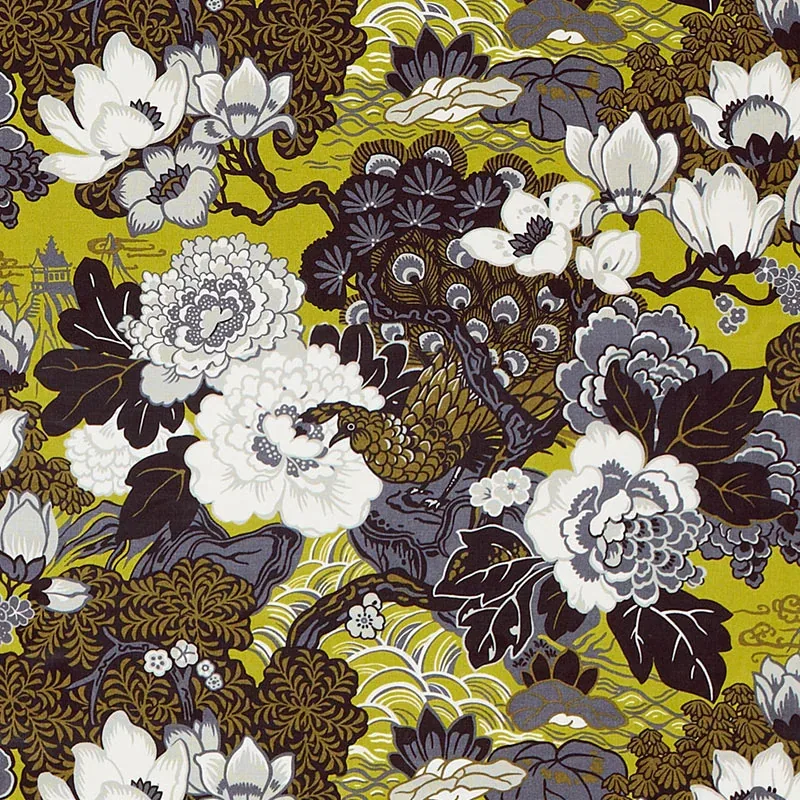 SHANGHAI PEACOCK fabric BRASS color by Schumacher