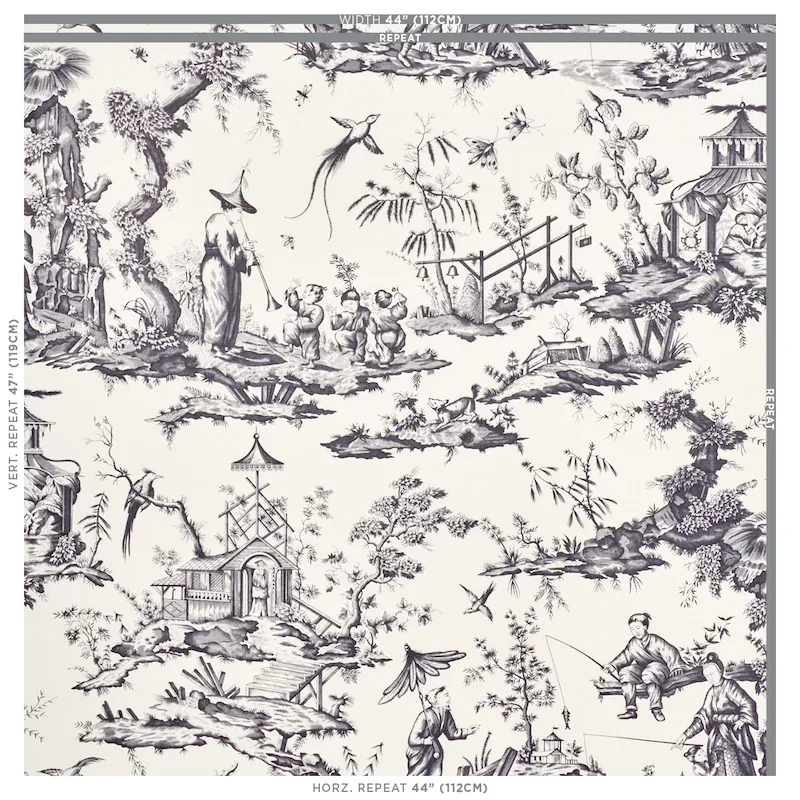SHENGYOU TOILE fabric BLACK color by Schumacher