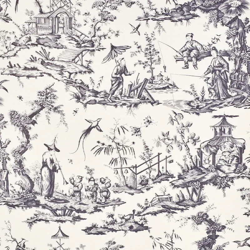 SHENGYOU TOILE fabric BLACK color by Schumacher