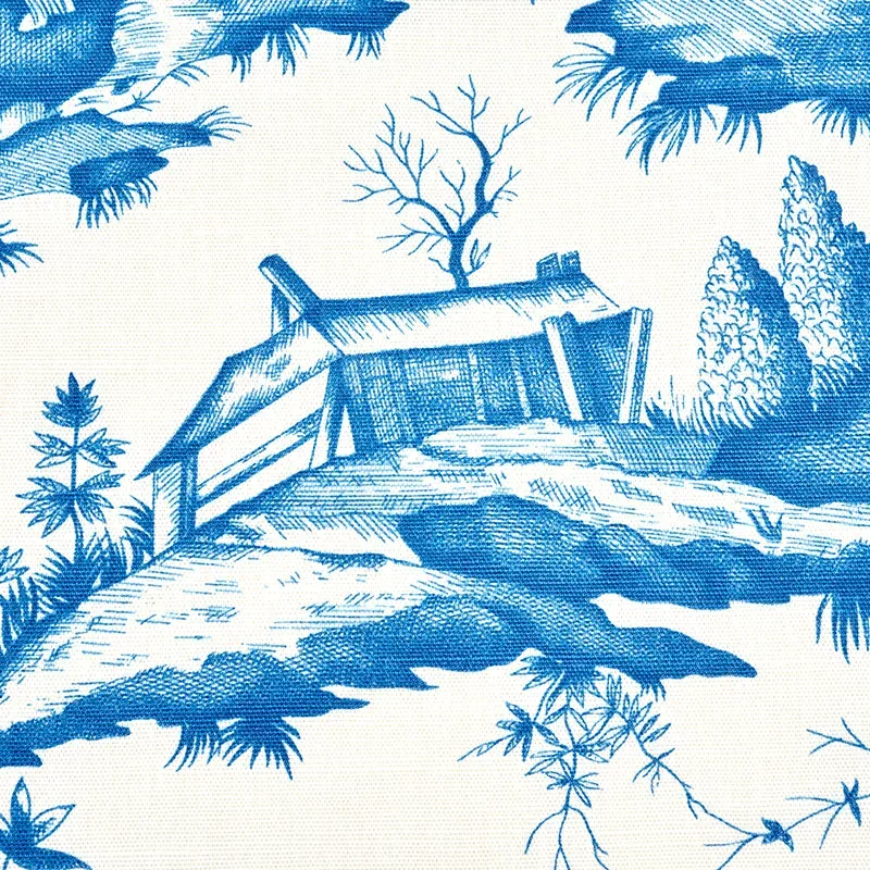 SHENGYOU TOILE Fabric – BLUE | Schumacher | Wallpaper Twins SHENGYOU TOILE fabric BLUE color by Schumacher