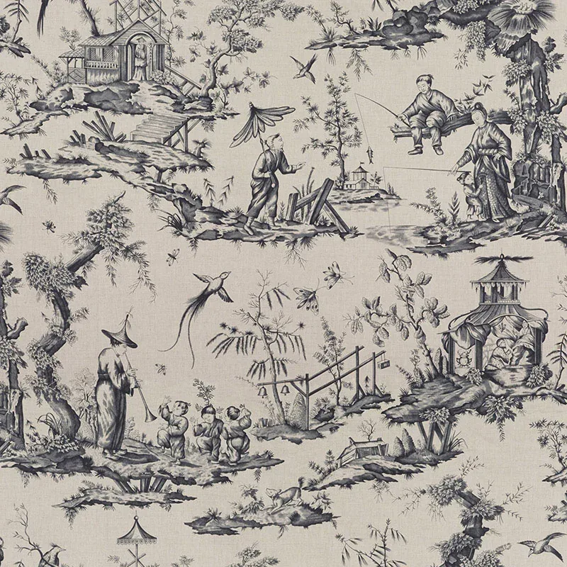 SHENGYOU TOILE fabric CHARCOAL color by Schumacher