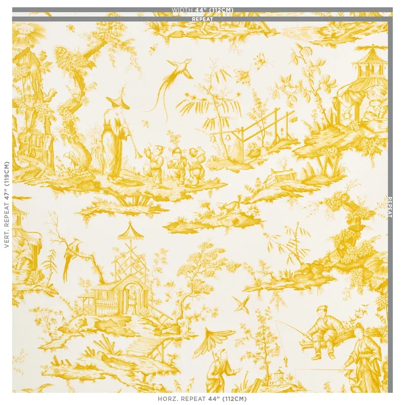 SHENGYOU TOILE fabric YELLOW color by Schumacher