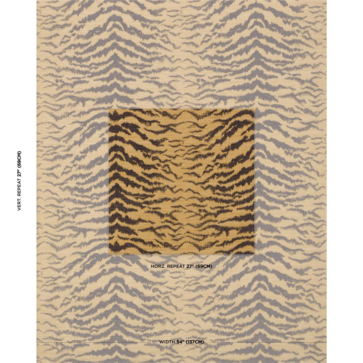 SHIVALIK HILLS TIGER Fabric – GOLD | Schumacher | Wallpaper SHIVALIK HILLS TIGER fabric GOLD color by Schumacher