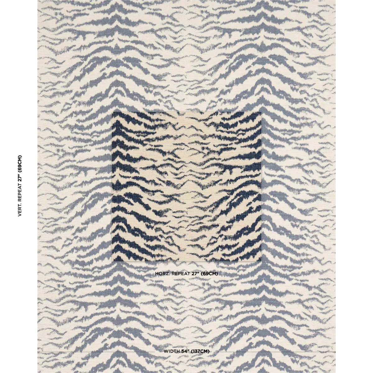 SHIVALIK HILLS TIGER Fabric – INDIGO | Schumacher | Wallpape SHIVALIK HILLS TIGER fabric INDIGO color by Schumacher