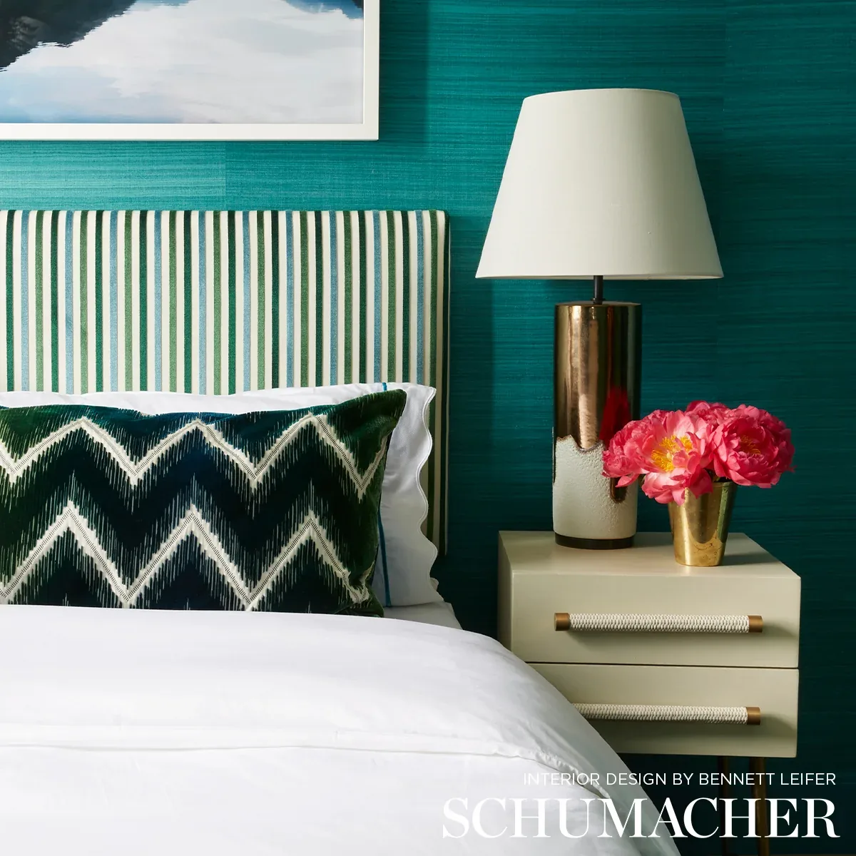 SHOCK WAVE Fabric – PEACOCK | Schumacher | Wallpaper Twins SHOCK WAVE fabric PEACOCK color by Schumacher