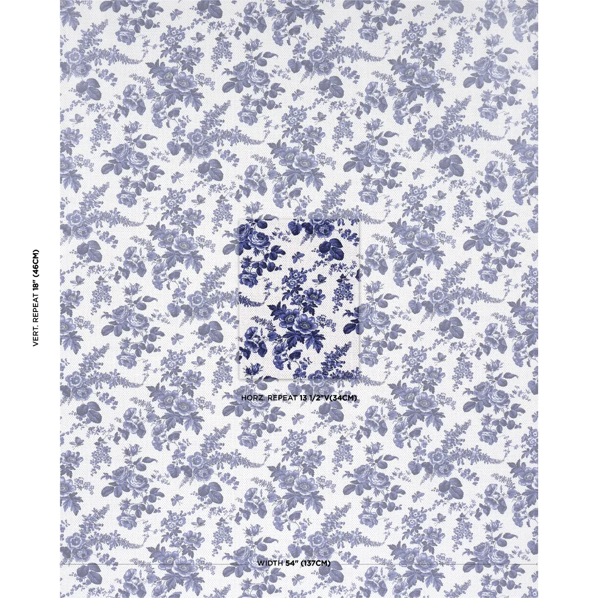 SIBYL CHINTZ fabric BLUE color by Schumacher