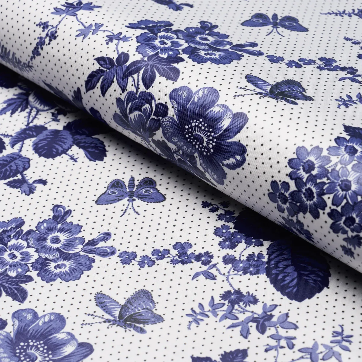 SIBYL CHINTZ fabric BLUE color by Schumacher