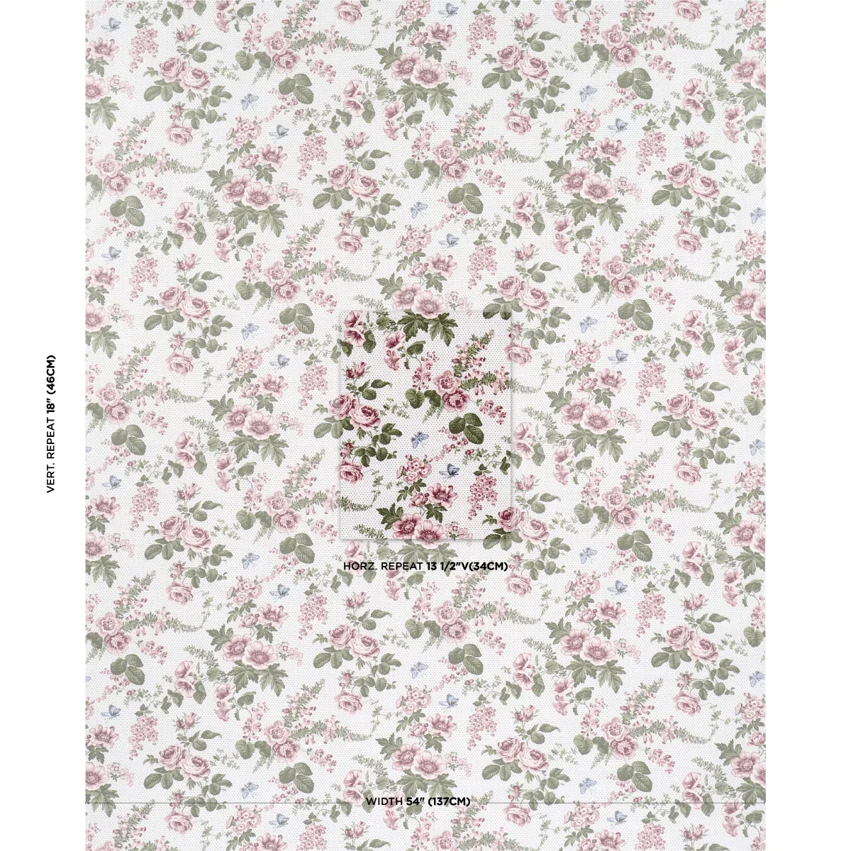 SIBYL CHINTZ Fabric – ROSE | Schumacher | Wallpaper Twins SIBYL CHINTZ fabric ROSE color by Schumacher