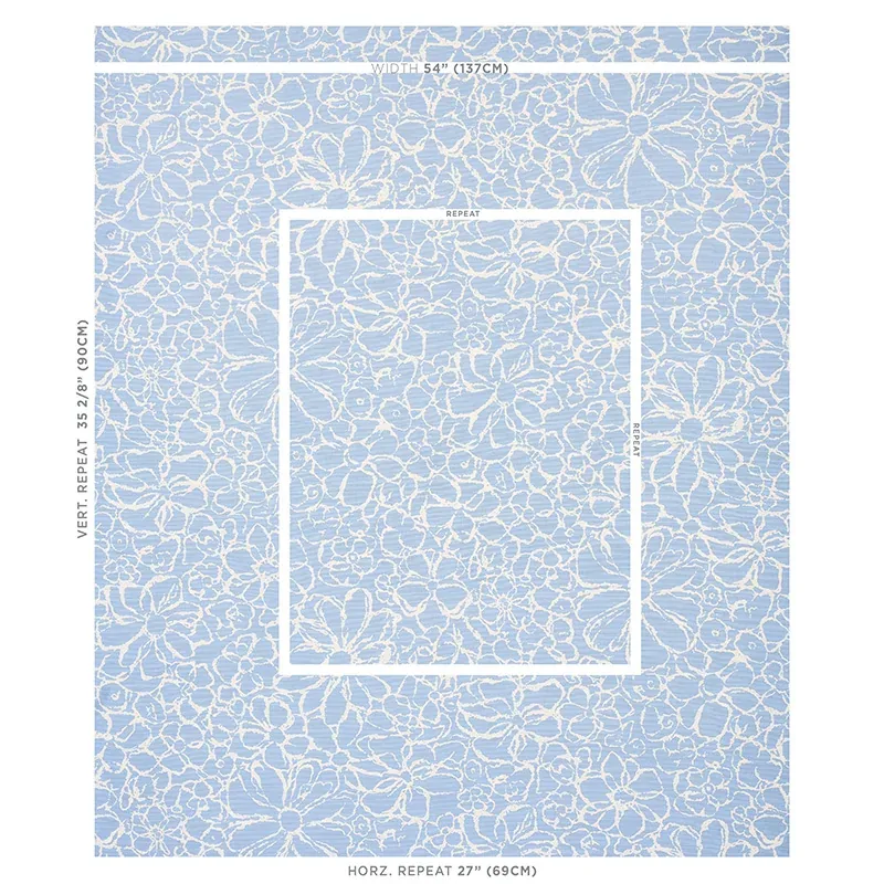 SIDONIE fabric BLUE color by Schumacher