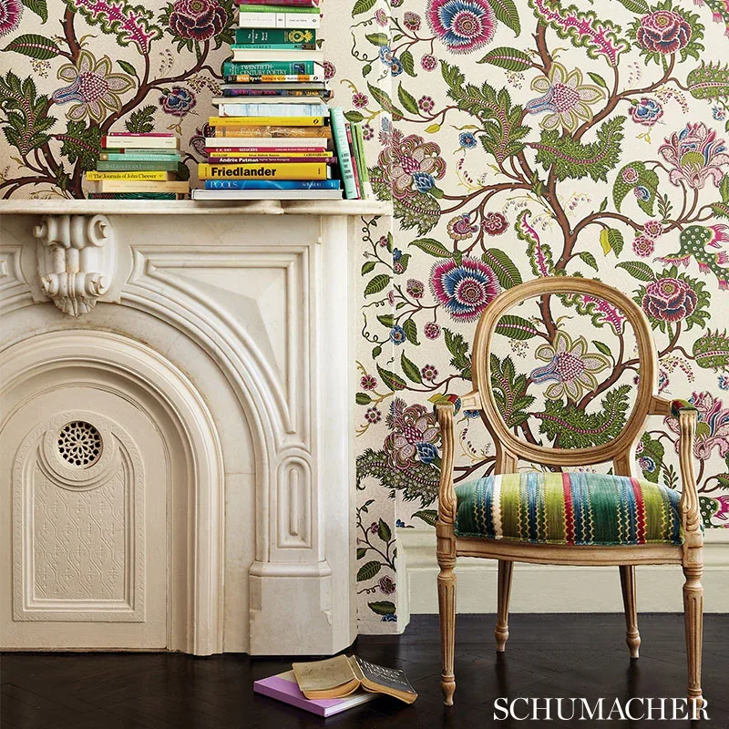 SINHALA LINEN PRINT Fabric – POMEGRANATE | Schumacher | Wall SINHALA LINEN PRINT fabric POMEGRANATE color by Schumacher
