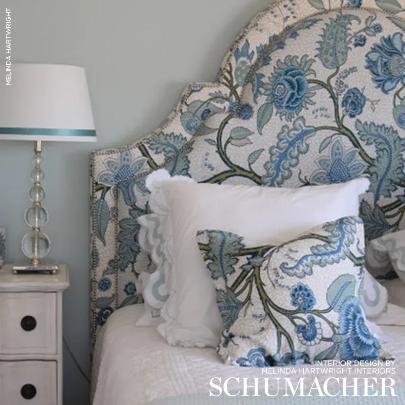 SINHALA LINEN PRINT fabric SKY color by Schumacher