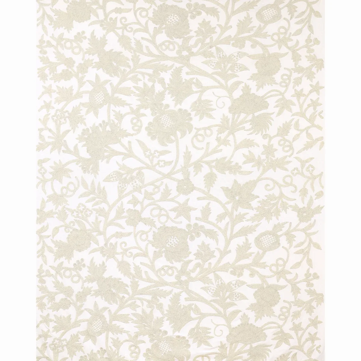 Sissinghurst Crewel Fabric – IVORY | Schumacher | Wallpaper Sissinghurst Crewel fabric IVORY color by Schumacher