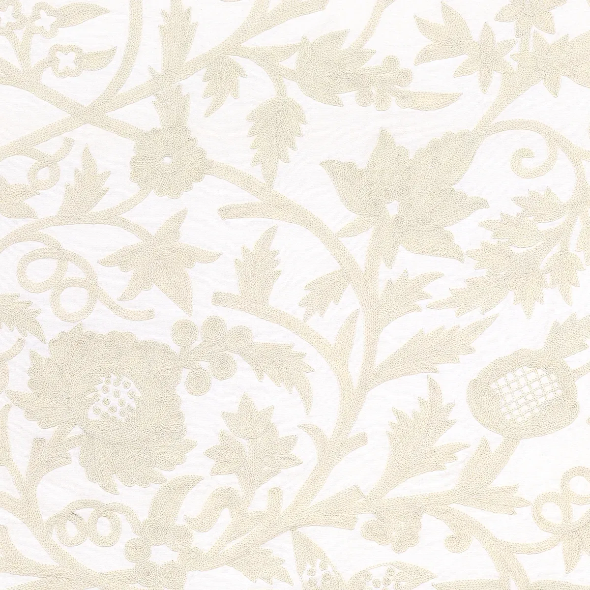 Sissinghurst Crewel fabric IVORY color by Schumacher