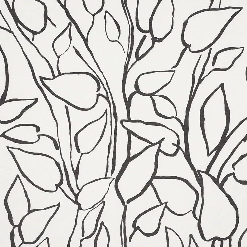 SOLANDRA VINE fabric BLACK color by Schumacher