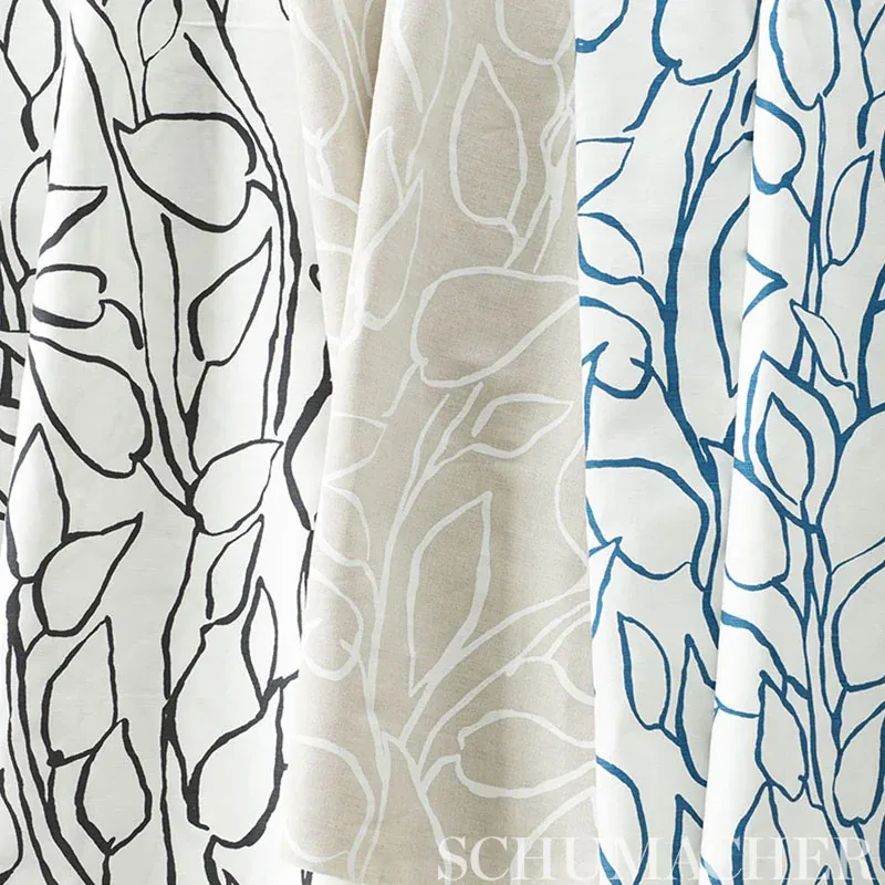 SOLANDRA VINE Fabric – BLUE | Schumacher | Wallpaper Twins SOLANDRA VINE fabric BLUE color by Schumacher