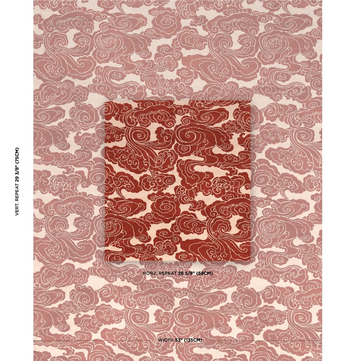 SOZAN VELVET fabric CINNABAR color by Schumacher