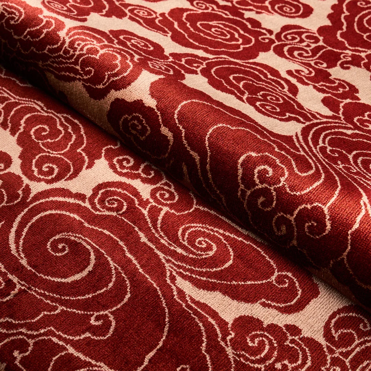 SOZAN VELVET fabric CINNABAR color by Schumacher