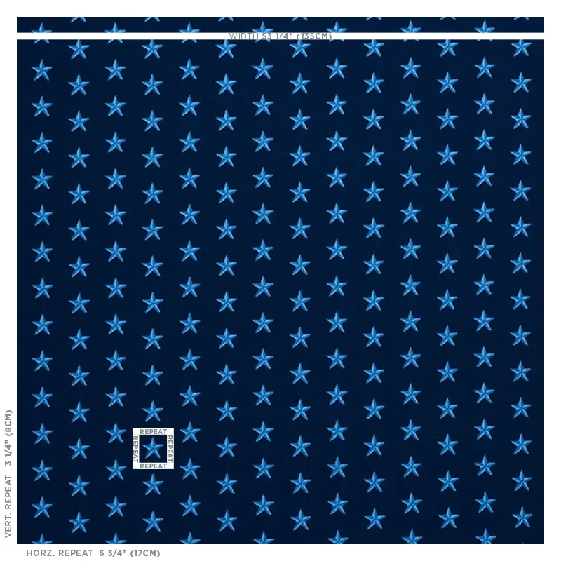 STAR ÉPINGLÉ Fabric – BLUE | Schumacher | Wallpaper Twins STAR ÉPINGLÉ fabric BLUE color by Schumacher