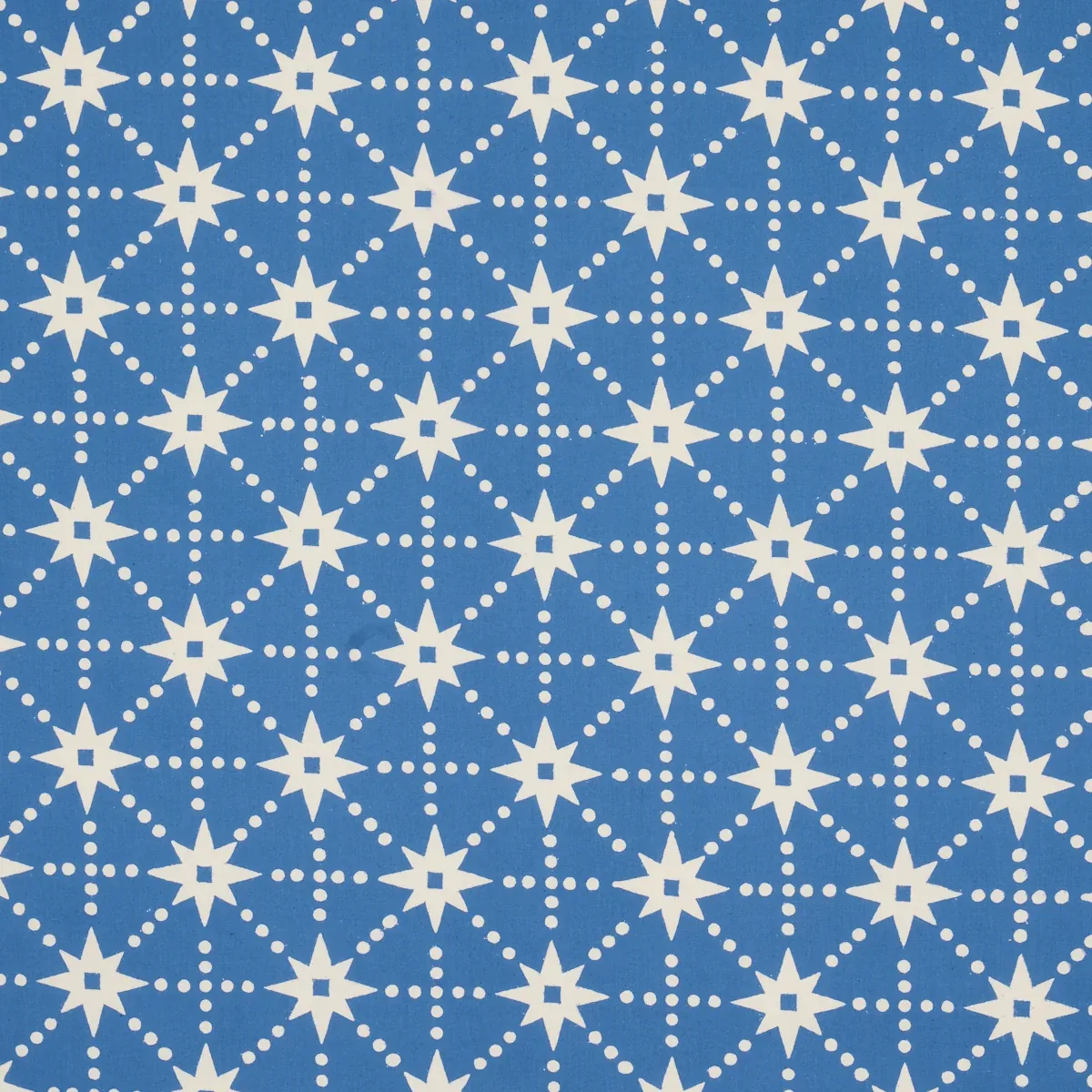 Stars Hand Block Print fabric BLUE color by Schumacher
