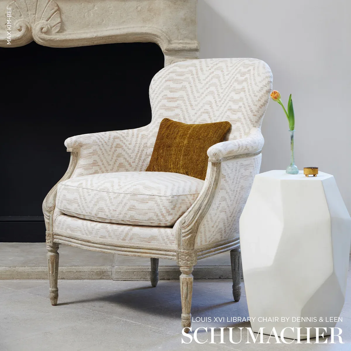 STEPPED CHEVRON fabric LINEN color by Schumacher