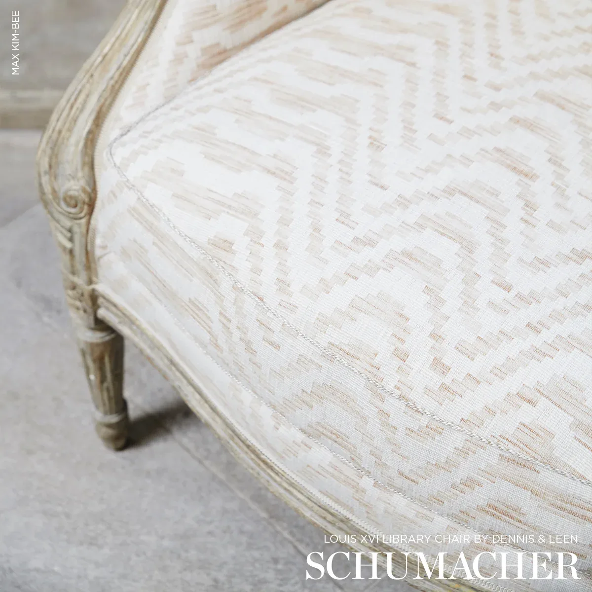 STEPPED CHEVRON fabric LINEN color by Schumacher
