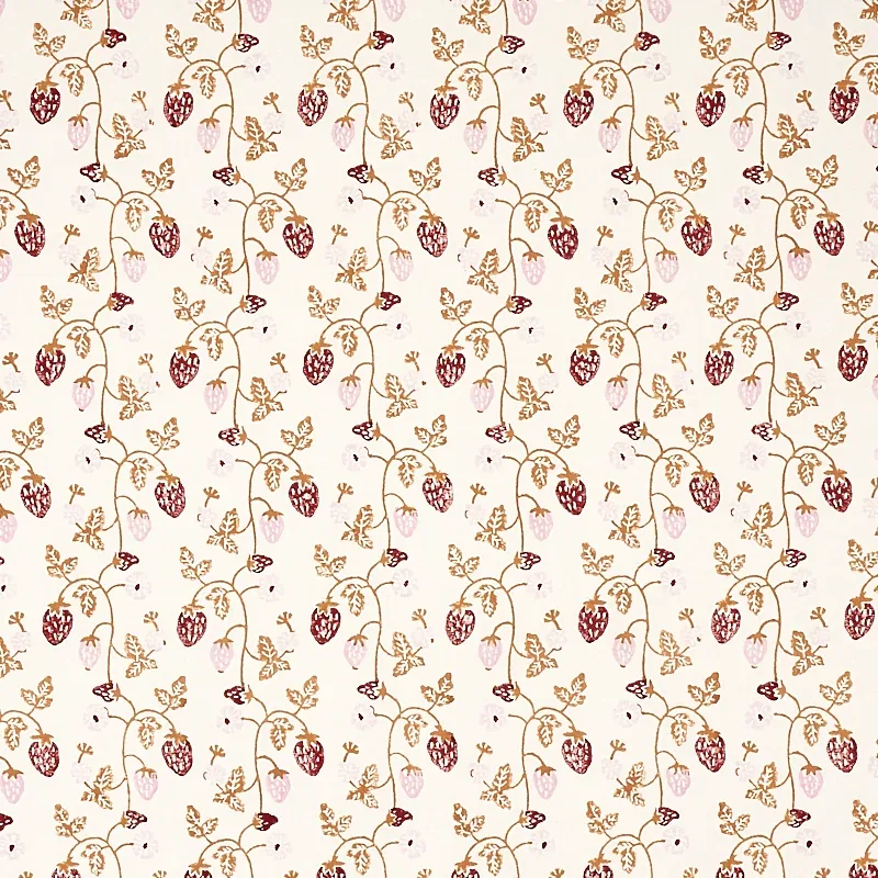 Strawberry Hand Block Print Fabric – COPPER | Schumacher | W Strawberry Hand Block Print fabric COPPER color by Schumacher