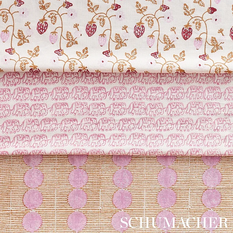 Strawberry Hand Block Print Fabric – COPPER | Schumacher | W Strawberry Hand Block Print fabric COPPER color by Schumacher