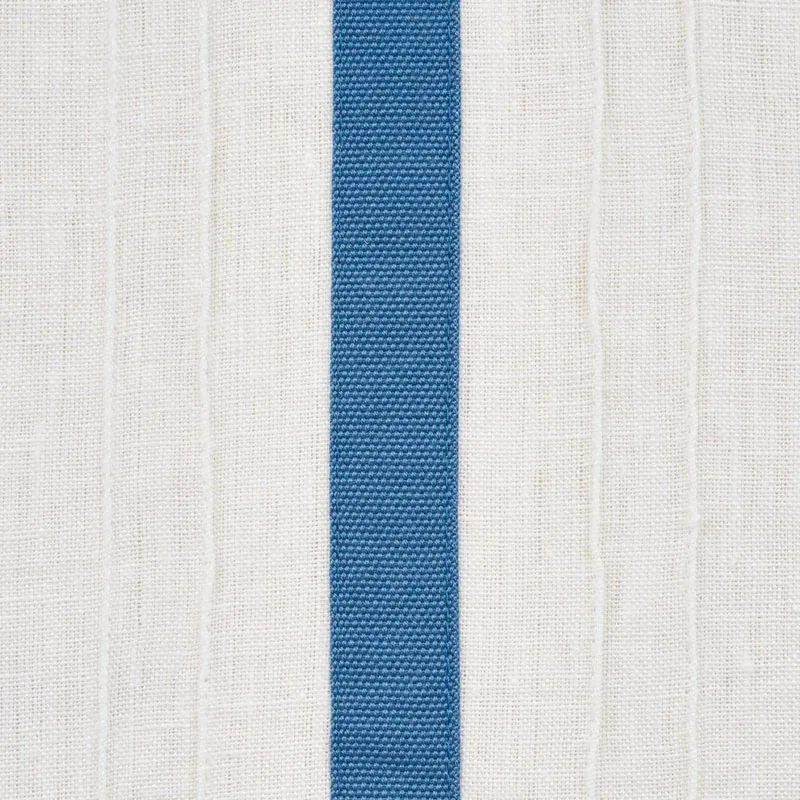 STRIPE APPLIQUÉ SHEER fabric BLUE color by Schumacher