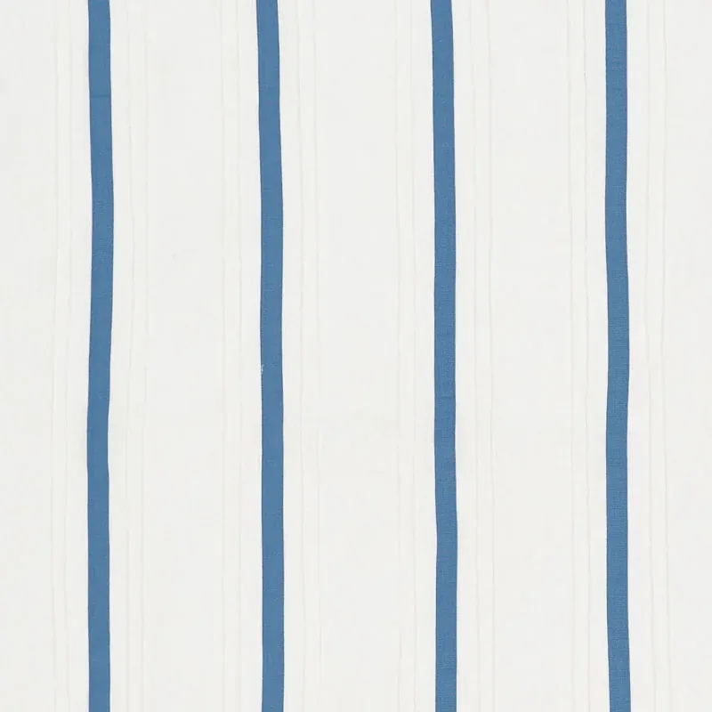 STRIPE APPLIQUÉ SHEER fabric BLUE color by Schumacher